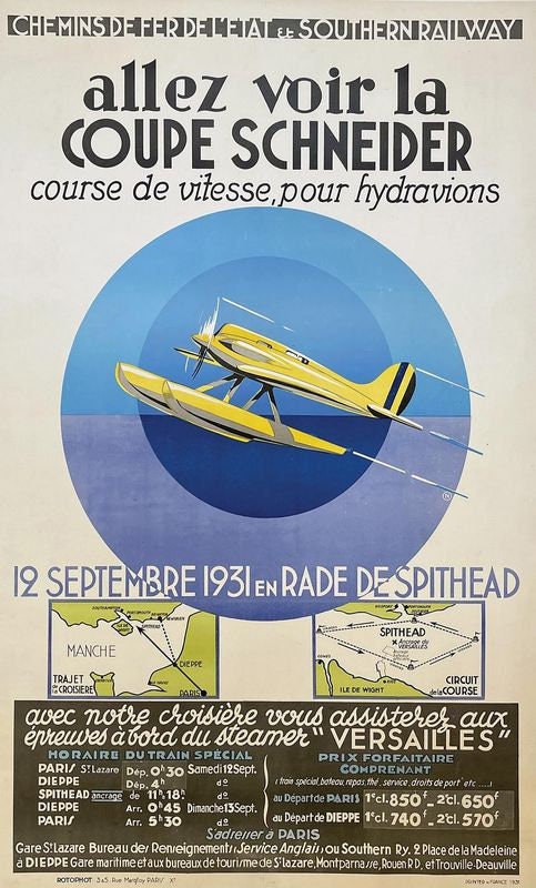 Vintage 1931 Schneider Trophy Aviation  Poster Print A3/A4
