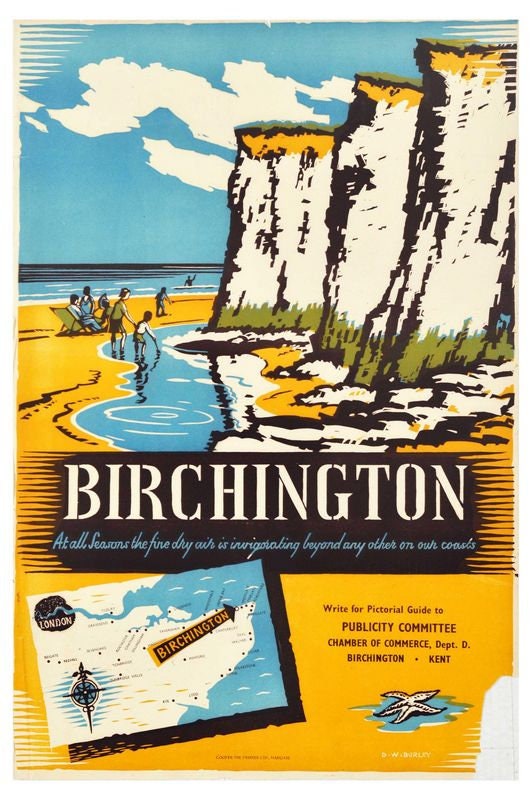 Vintage Birchington Kent UK Tourism Poster Print A3/A4