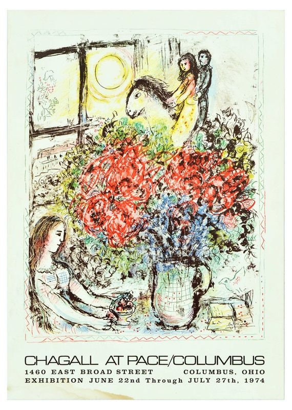 Vintage Marc Chagall Columbus Ohio Art Exhibition Poster Print A3/A4