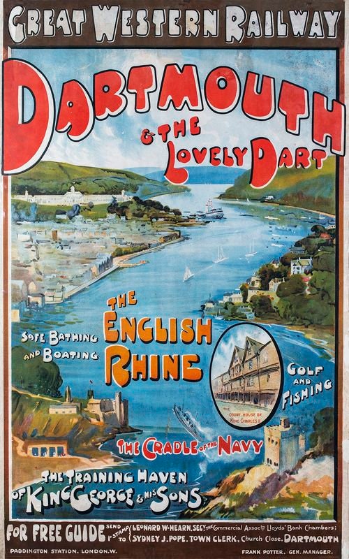 Vintage GWR Dartmouth River Dart Railway Poster Print A3/A4