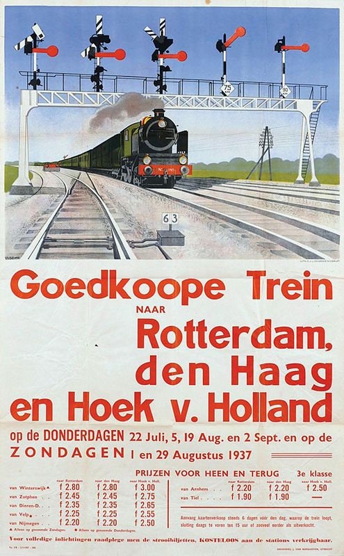 Vintage Dutch Railways Trains from Rotterdam Tourism Poster Print A3/A4