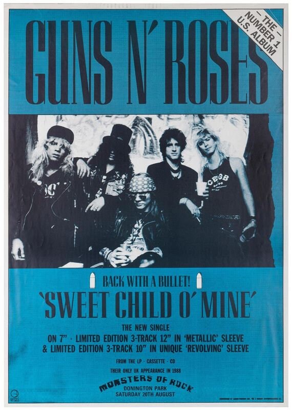 Vintage Guns n Roses Sweet Child O Mine Promo Music Poster Print A3/A4