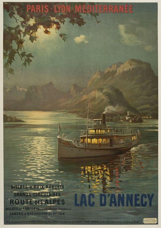 Vintage Lac D'Annecy France Tourism Poster Print A3/A4
