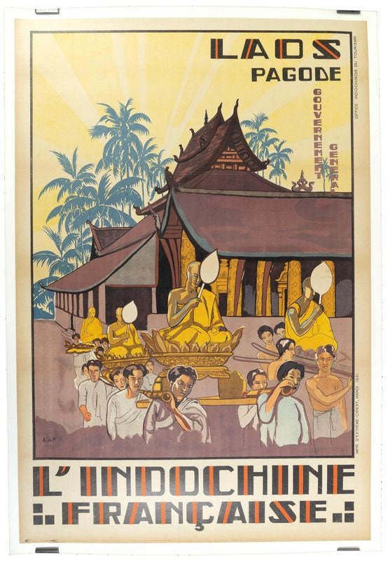 Vintage Laos Tourism Poster Print A3/A4