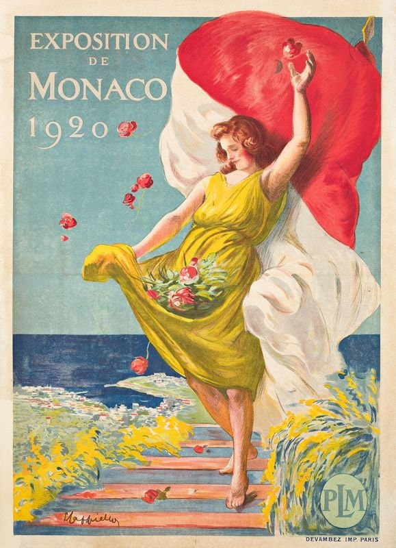 Vintage 1920 Monaco Exposition Tourism Poster Print A3/A4