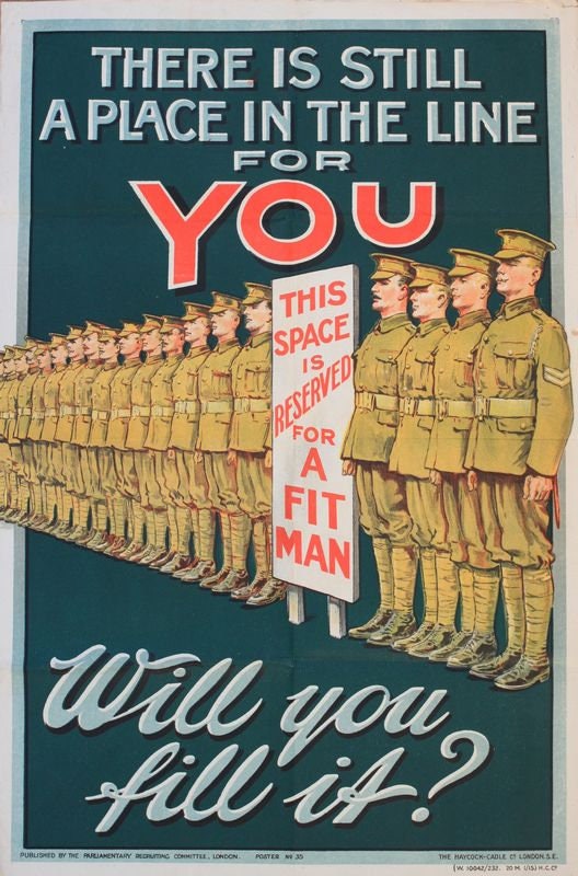 Vintage WW1 A Place In The Line For You Recruitment Poster Print A3/A4