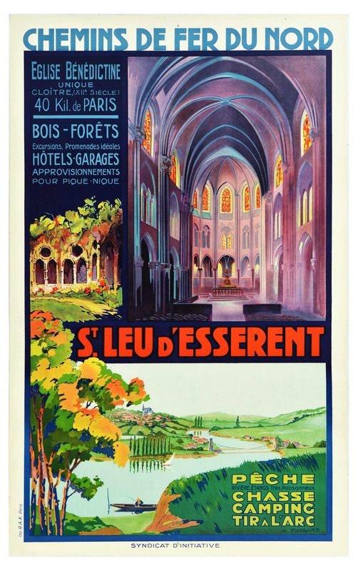 Vintage St Leu D'Esserent French Tourism Poster Print A3/A4