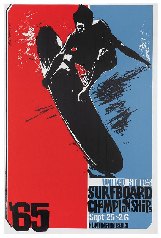 Vintage 1965 USA Surfing Championships Poster Print A3/A4