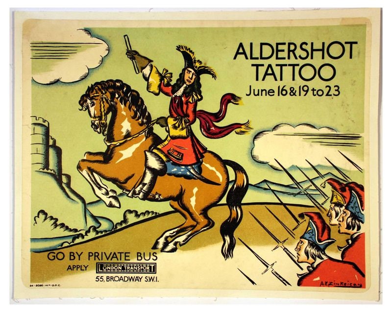 Vintage 1934 Aldershot Military Tattoo Poster Print A3/A4