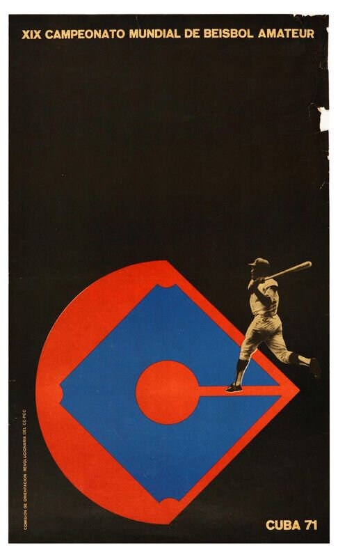 Vintage 1971 Cuban Baseball Poster Print A3/A4