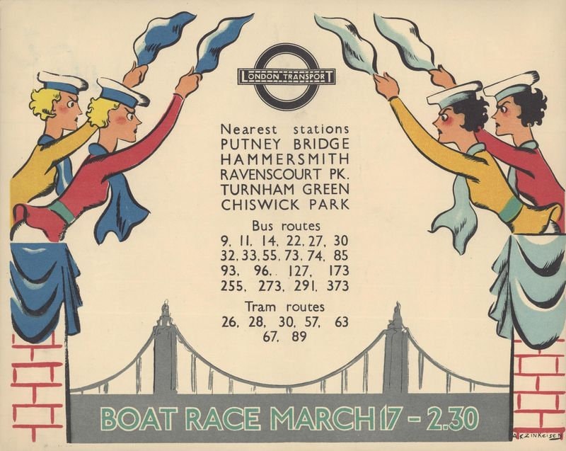 Vintage 1934 Oxford Cambridge University Boat Race Poster Print A3/A4