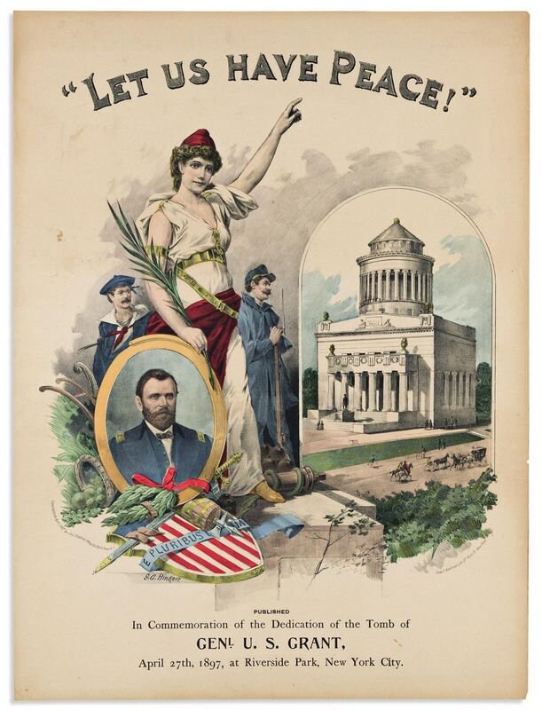 Vintage USA Civil War Ulysses S Grant Memorial Inaugaration Poster Print A3/A4