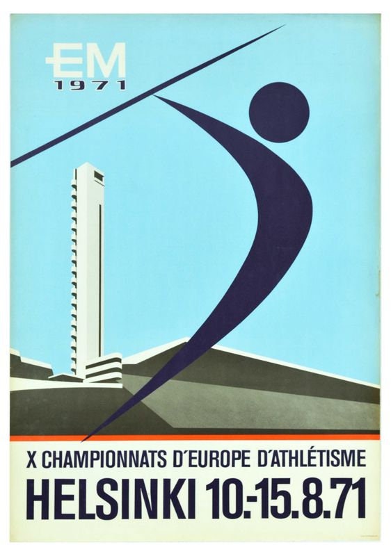 Vintage 1971 European Athletics Championships Helsinki Poster Print A3/A4