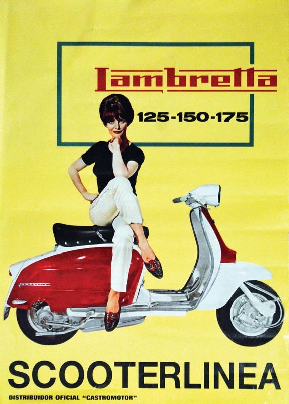 Vintage 1960's Lambretta Motor Cycle Advertisement Poster Print A3/A4