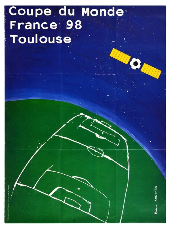 Vintage 1998 Soccer World Cup France Toulouse Tourism Poster Print A3/A4