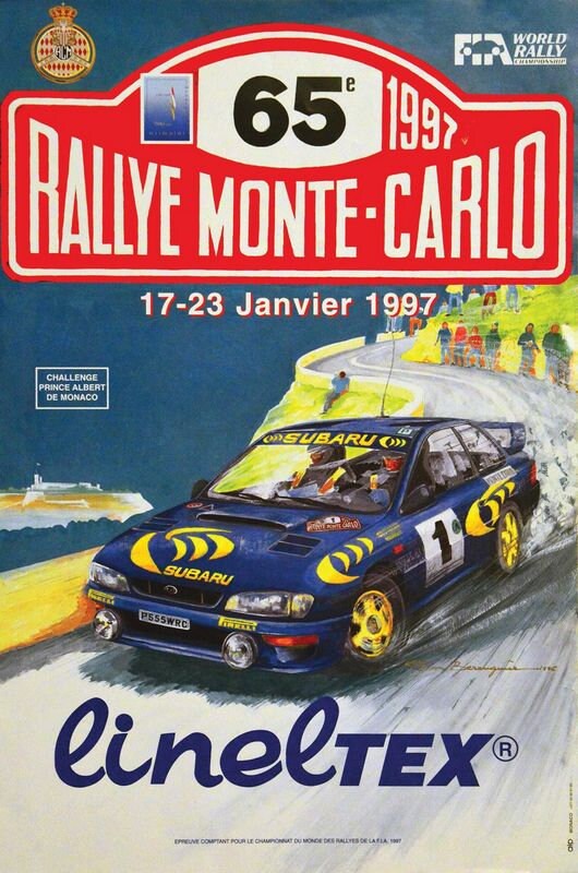 Vintage 1997 Monte Carlo Rally Motor Racing Poster Print A3/A4