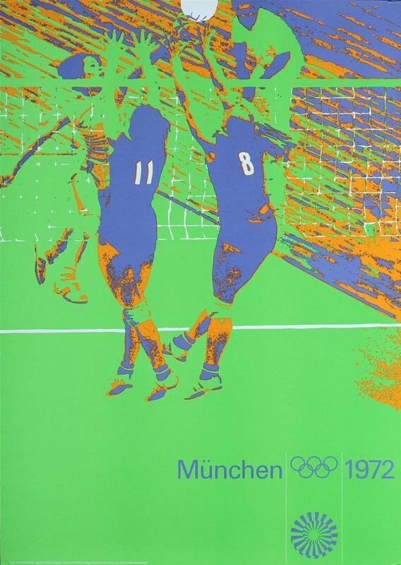 Vintage 1972 Munich Olympics Volleyball Poster Print A3/A4