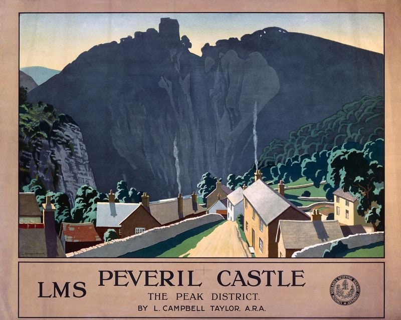 Vintage LMS Peveril Castle Peak District Railway Poster Print A3/A4