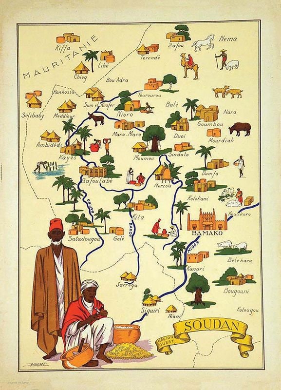 Vintage Sudan Map Tourism Poster Print A3/A4