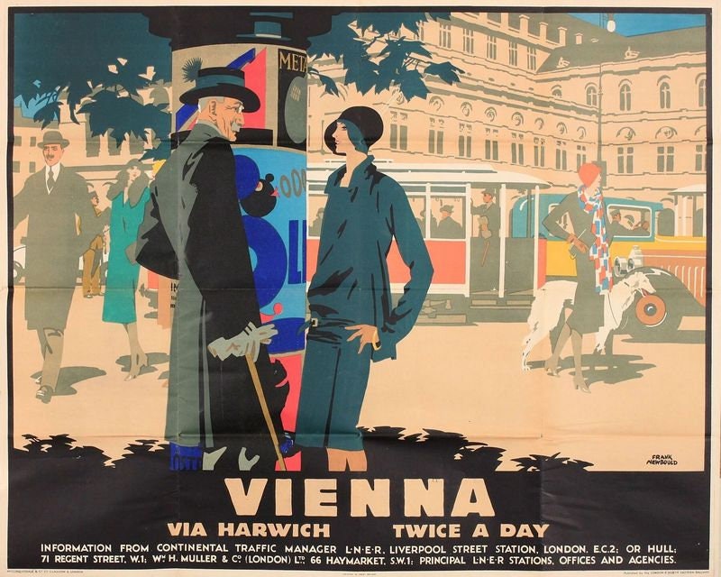 Vintage LNER Vienna Via Harwich Railway Poster Print A3/A4