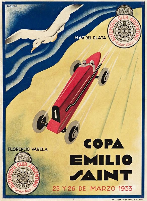 Vintage 1933 Copa Emilio Saint Italian Motor Racing Poster Print A3/A4