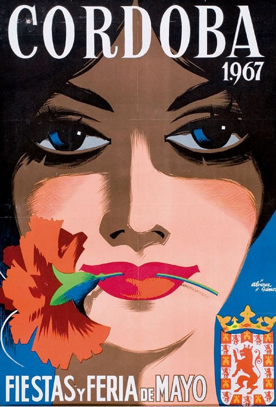 Vintage 1967 Cordoba Spain Feria Fiesta Tourism Poster Print A3/A4