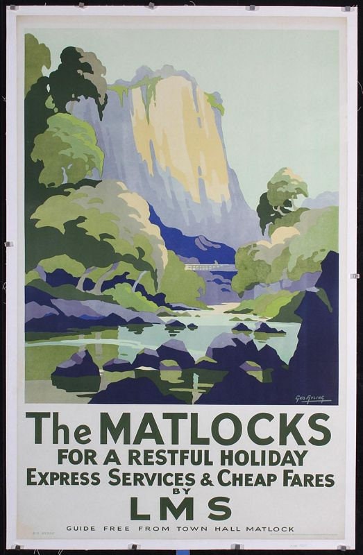 Vintage LMS Matlocks Derbyshire Railway Poster Print A3/A4