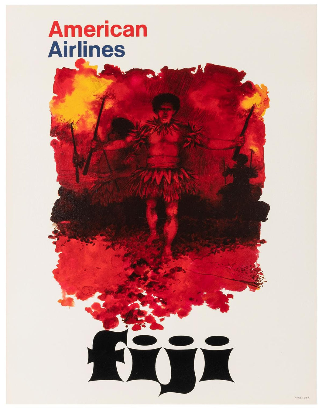 Vintage American Airlines Flights to Fiji Poster Print A3/A4