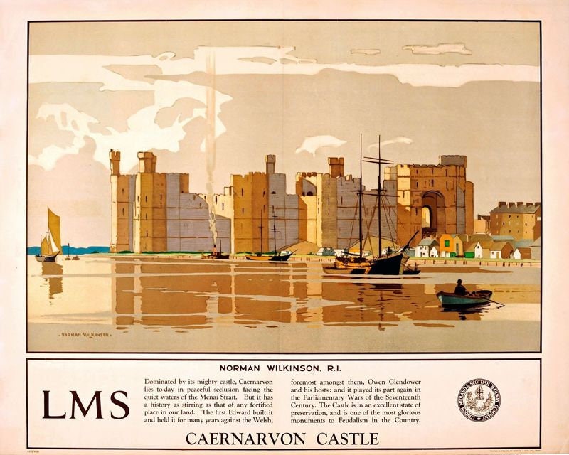 Vintage LMS Caernarvon Castle North Wales Railway Poster Print A3/A4