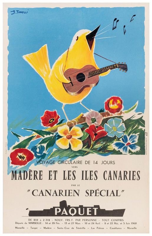 Vintage Canary Islands French Tourism Poster Print A3/A4