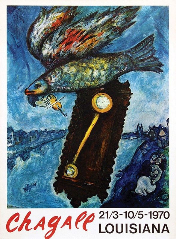 Vintage Marc Chagall Louisiana Art Exhibition Poster Print A3/A4