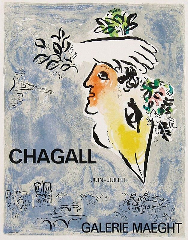 Vintage Marc Chagall Galerie Maeght Art Exhibition Poster Print A3/A4