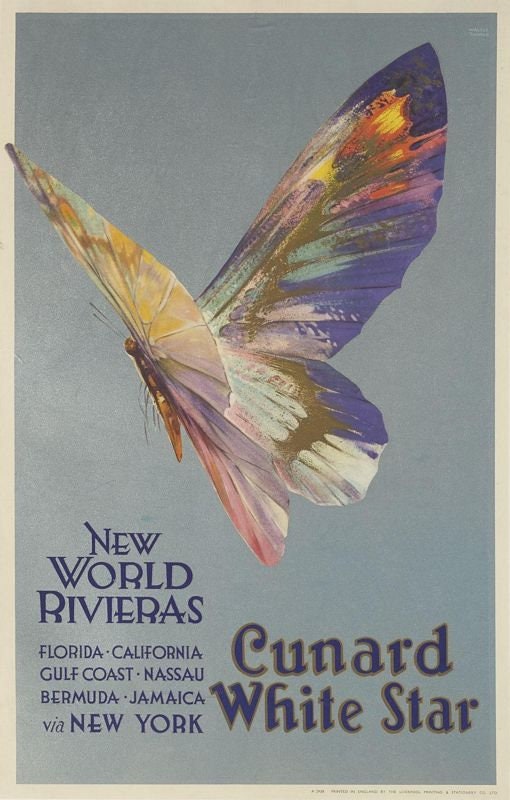 Vintage Cunard Shipping Line New World Tourism Poster Print A3/A4