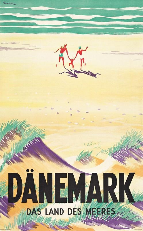 Vintage Denmark Beaches Tourism Poster Print A3/A4