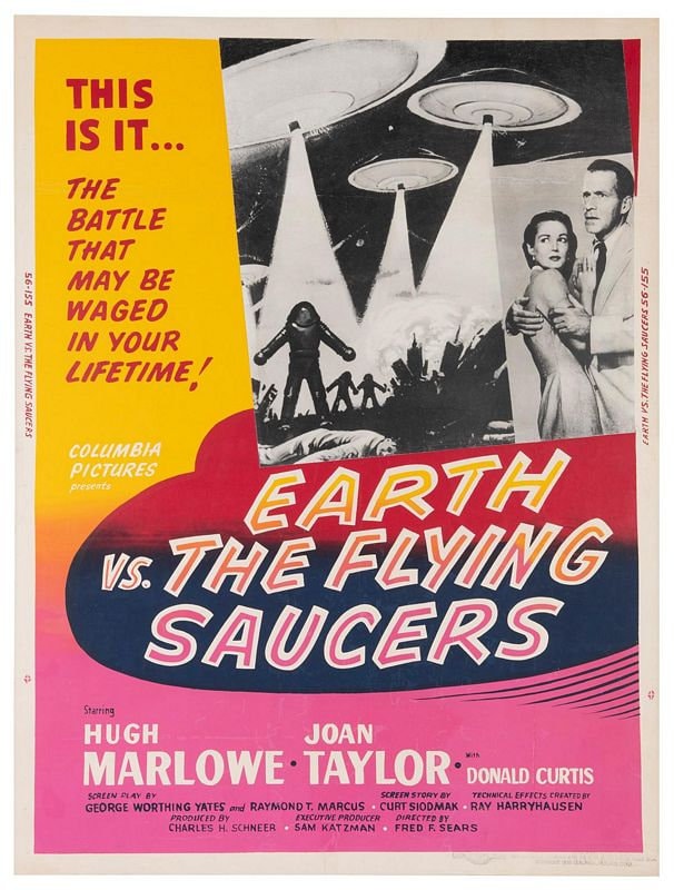 Vintage Earth vs The Flying Saucers Cult Sci Fi Movie Poster Print A3/A4