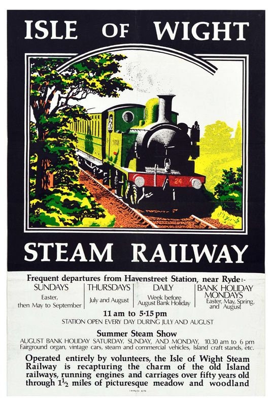 Vintage Isle of Wight Steam Railway Tourism Poster Print A3/A4