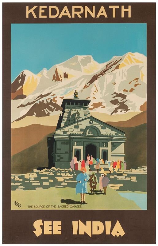 Vintage Kedarnath India Tourism Poster Print A3/A4