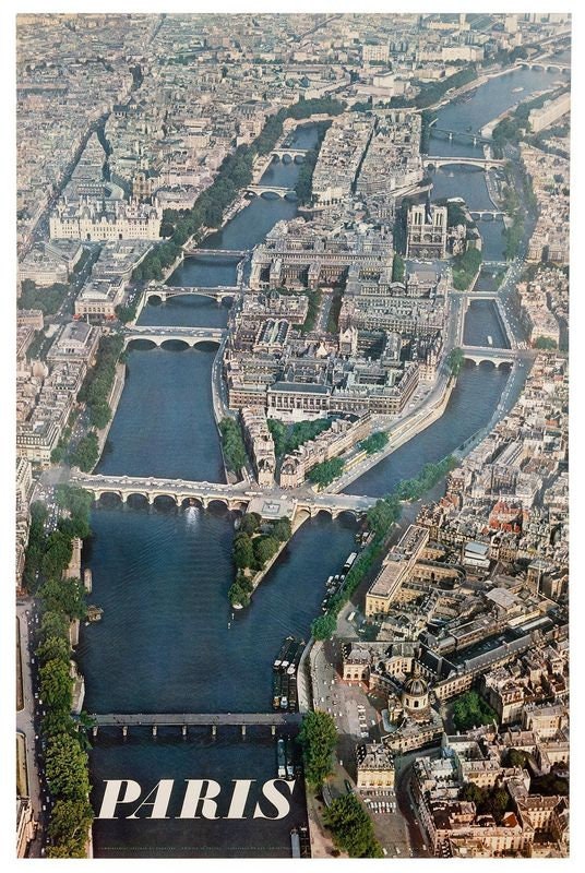 Vintage Paris Seine Tourism Poster Print A3/A4