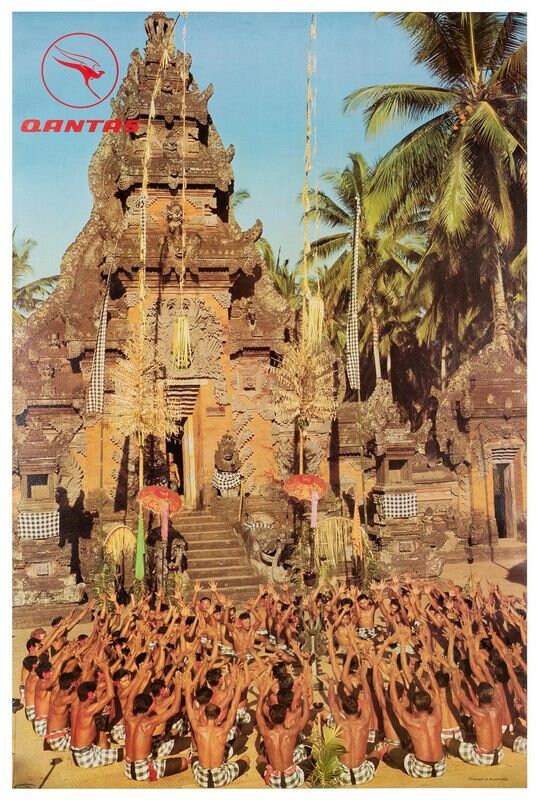 Vintage Qantas Flights To India Poster Print A3/A4