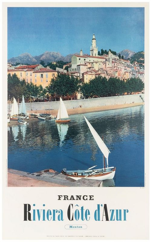 Vintage French Riviera Menton Tourism Poster Print A3/A4