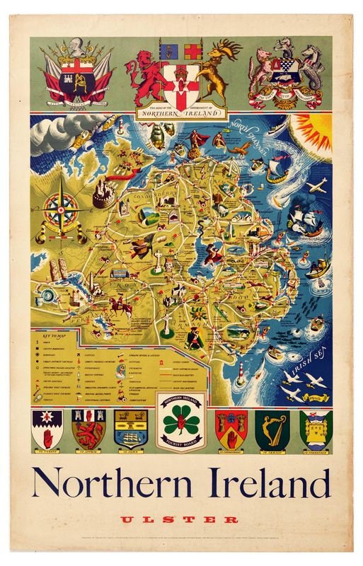 Vintage Ulster Northern Ireland Tourism Poster Print A3/A4