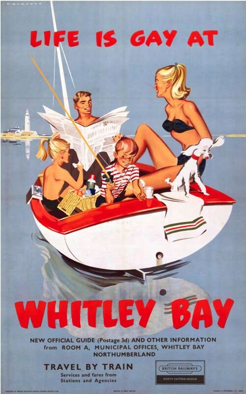 Vintage British Rail Life Is Gay in Whitley bay Railway Poster Print A3/A4