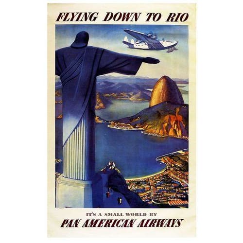 Pan Am Flying Down To Rio Travel Poster Print A3/A4 - 