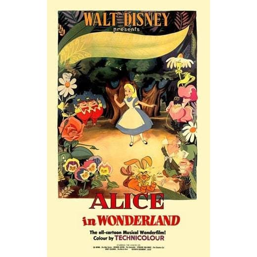 Rare 1950’s Alice In Wonderland Lewis Carroll Film Poster A3