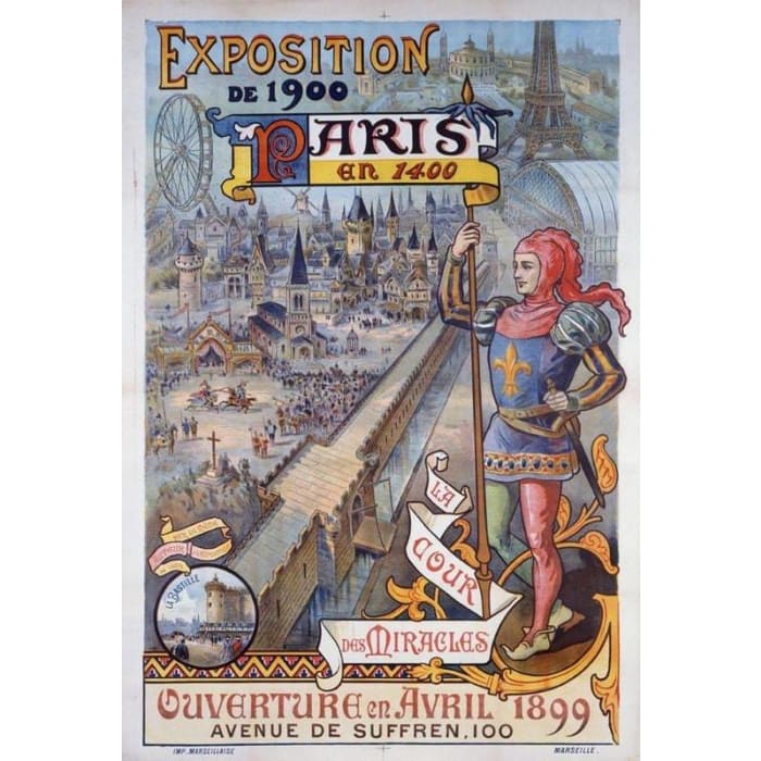 Vintage 1899 Paris Exposition Tourism Poster Print A3/A4 - 