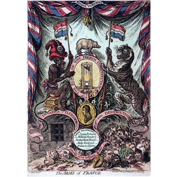 Vintage 18th Century British political satire French Coat of