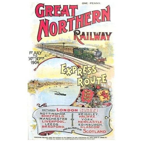 Vintage 1904 Great Northern Railway London to Scotland 