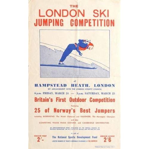 Vintage 1920’s London Ski Jumping Competition Poster A3 