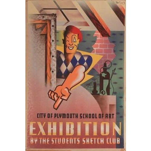 Vintage 1920’s Plymouth Art Exhibition Poster Print A3 - A3 