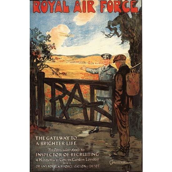Vintage 1920’s Royal Air Force RAF Recruitment Poster A3 